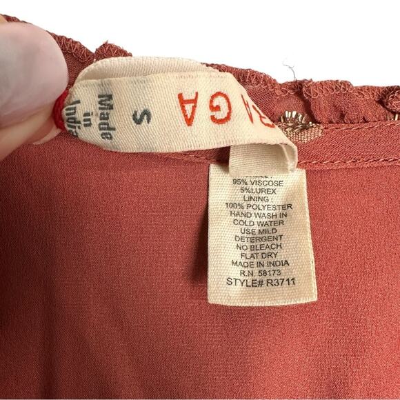 NWT Anthropologie Raga Kenna Polka Dot Tiered Mini Dress Dusty Pink Metallic S - Picture 3 of 10